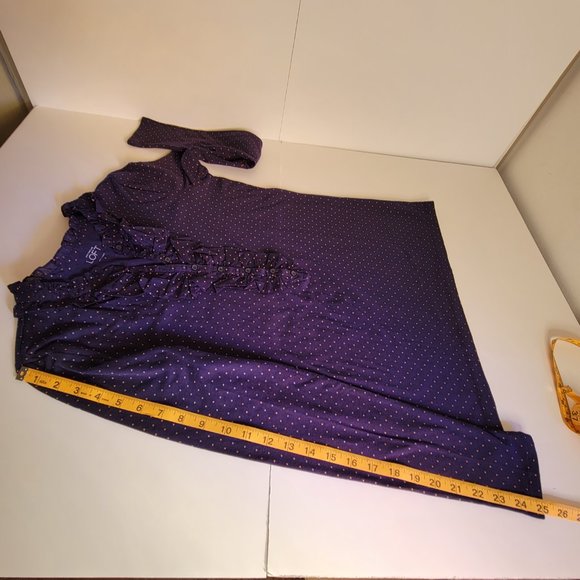 LOFT Navy Poka Dot Ruffle Neck LS Top, Size M, NWOT - Picture 8 of 11